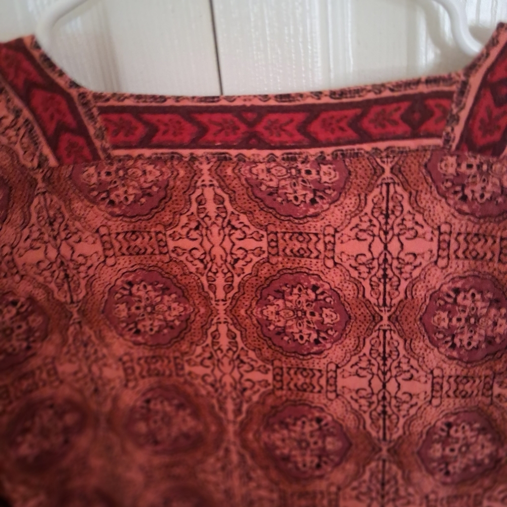 Free People Bohemian Red Patterned Women's Top - Picture 5 of 7